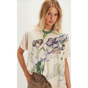 Magnolia Pearl Vincent Van Gogh Still Life Iris Short Sleeve Floral Tee OS NWT